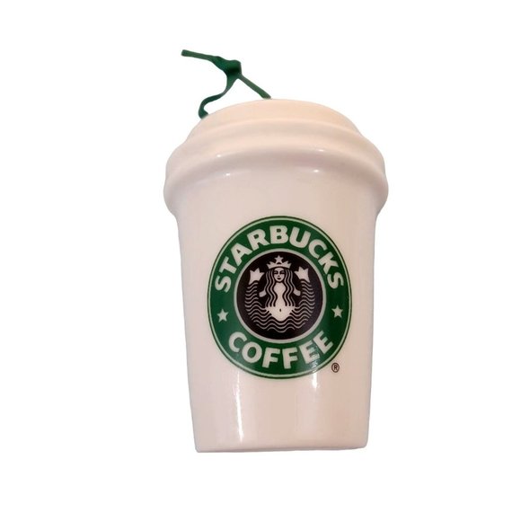 New 2016 Ceramic 2.5" Starbucks White Coffee Cup Christmas Holiday Ornament - Picture 1 of 4